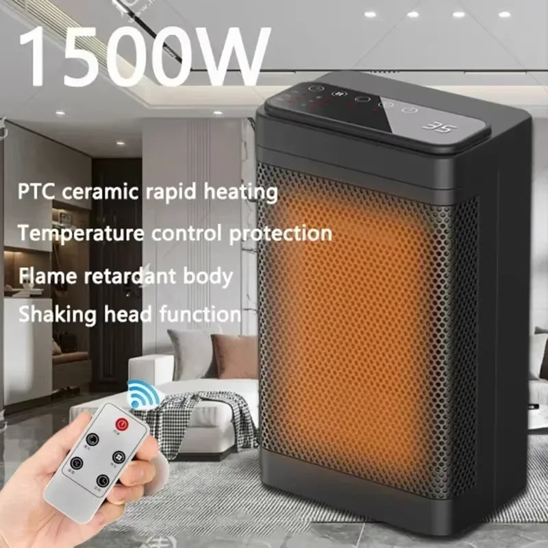 New Electric Heater, Remote Control Touch Screen, Electric Heater, Household Desk Type Shaking Head Heater, PTC Heater