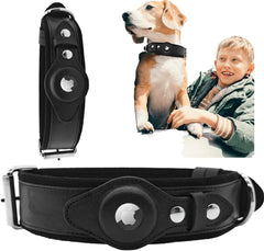 Airtag Holder Case Pet Dog Collar Leather solid and anti loss Genuine Leather Airtag Heavy Duty Dog Collar