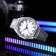 New Men's Watches Black White Mirror Quartz Watch for Man Creativity 2D Comic Style Wristwatch Male Date Week Leisure DIY