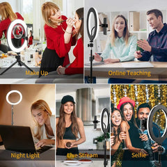 LED Ring Light Dimmable Selfie Ring Light USB ring lamp Photography Light with Phone Holder for Makeup Tiktok Video Live Lamps