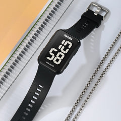 Fashion Digit SKMEI Watches Square LED Display Students Wrist Watches Minimal Design Back Light Waterproof Electronic Watch