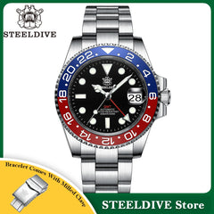 NH34 Movement New In 2023 Four Hands GMT STEELDIVE 41MM SD1993 Super Luminous 300M Waterproof Mens Dive Watch Reloj Ceramic Bzl