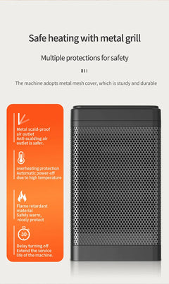 New Electric Heater, Remote Control Touch Screen, Electric Heater, Household Desk Type Shaking Head Heater, PTC Heater